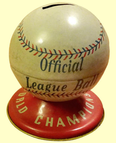 1950's Ohio Art Tin World Champions Baseball Bank