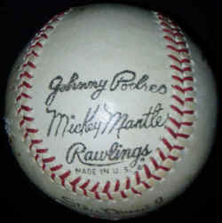 Johnny Padres Mickey Mantle Signatures Rawlings Baseball