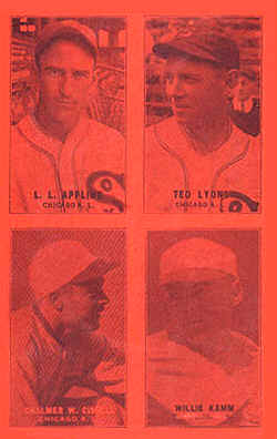 1931-32 Four on One Exhibit Luke L. Appling Ted Lyons Chalmer W. Cissell Willie Kamm