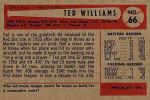 Back of 1954 Bowman Card 66 Ted Williams