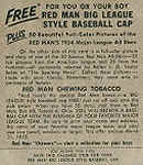 Back of 1954 Red Man baseball card