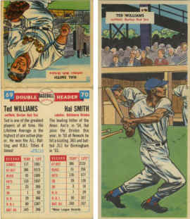 1955 Topps Double Headers card 69 Ted Williams 70 Hal Smith