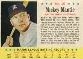 1963 Post baseball Card15 Mickey Mantle