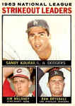 1964 Topps 1963 NL Strikeout Leaders Card