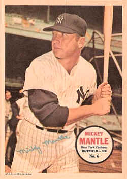 1967 Topps Poster insert number 6 Mickey Mantle