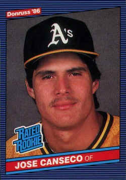 1986 Donruss card 39 Jose Canseco Rookie