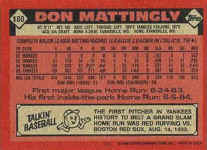 Back of 1986 Card Don Mattingly