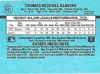 Back of 1988 Donruss Card644 Tom Glavine RC