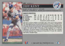 Back of 1992 Leaf Jeff Kent card number 445