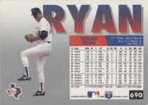 Back of 1993 Fleer baseball Card 690Nolan Ryan
