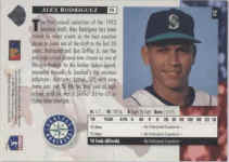 Back of 1994 Upper Deck Card 24 Alex Rodriguez