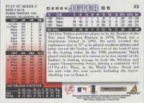 Back of 1998 ScoreCard number 22 Derek Jeter
