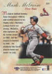 Back of 1999 Ultra baseball Card221 Mark McGwire SC