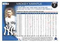 Back of 2010 Topps card 7 Mickey Mantle