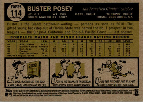 2010 Topps Heritage Buster Posey card 114 back