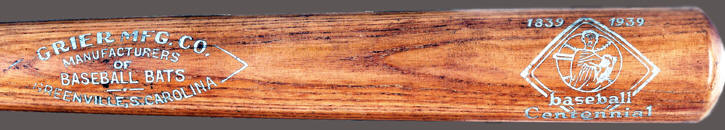 Grier MFG. Co. Baseball Centennial Mini Bat