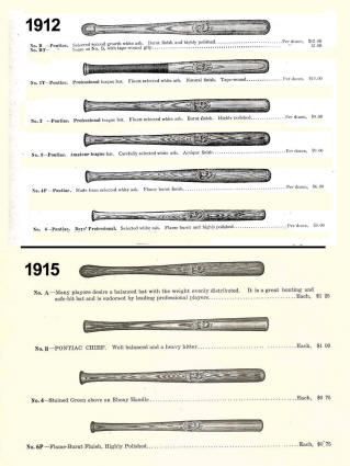 1912-1915 Pontiac Turning Co. Baseball Bat catalog