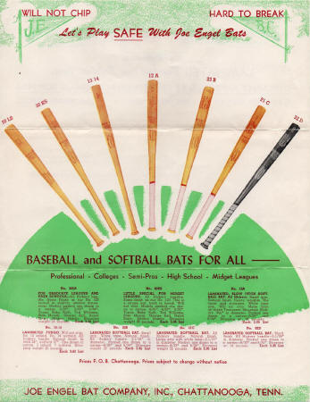 Joe Engel Bat Co. catalog ad
