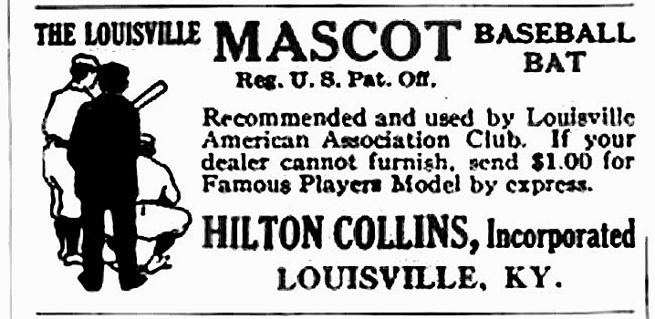 Hilton Collins Company Louisville Mascot Baseball Bat