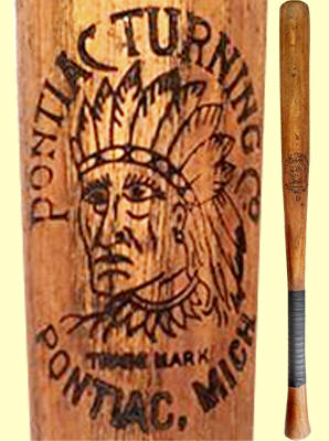 Pontiac Turning Co. Indian Headdress Logo baseball bat