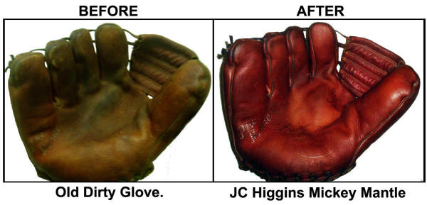 Vintage Baseball glove cleaning & conditioning Before & After