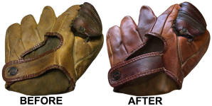 Before & After Baseball Glove Cleaning & conditioning back