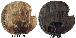 Reinforced Face Catchers Mitt before & after back