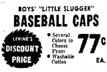1961 Little Sluggers Baseball Cap ad