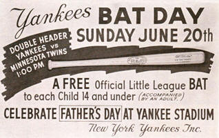 June 20, 1965 Yankee Stadium  First Bat Day