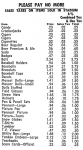 1969 Yankee Stadium Concessions Price List