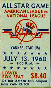 1960 All-Star 2nd Game Stub July 13