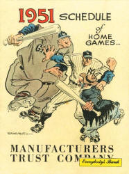 1951 Willard Mullin Dodger Giants Yankees Home Game Schedule