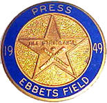 1949 Brooklyn Dodgers All-Star Game Press Pin