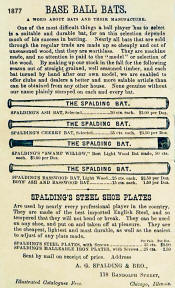 1877 Spalding Trade-Mark Line of Baseball Bats