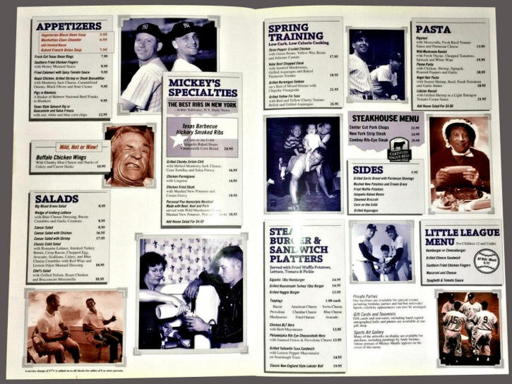 Mickey Mantle Burton Silverman Menu