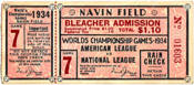 1934 World Series Ticket Stub Navin Field