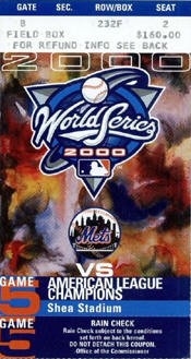 2000 World Series Tickets Stub