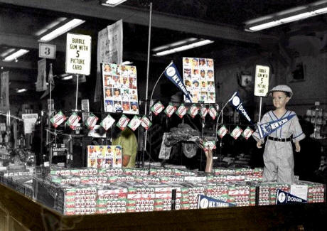1952 Topps Baseball Cards Bazooka Pennant display