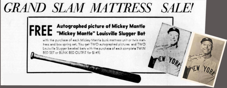 1965 Grand Slam Mattress Mickey Mantle Premium Photo