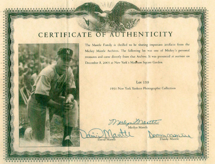 1951 Casey Stengel Photo from Mickey Mantle Estate