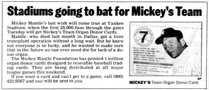 Mickey's Team Donor cards