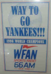 WFAN Sports Radio 1996 Yankees World Series Poster