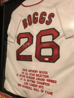 Wade Boggs signed red sox HOF stat jersey