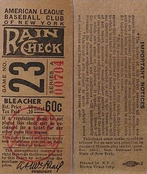 1947 Yankees Bleacher Ticket Stub