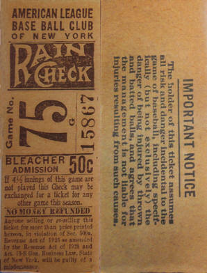 1928 Bleacher Ticket Stub
