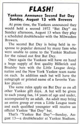 Yankees announce second bat day Aug. 13, 1972