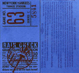 1957 Yankees Grandstand ticket stub
