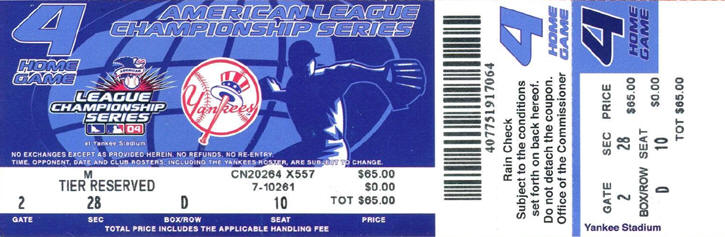 2004 ALCS Series Game 7 Yankee Stadium