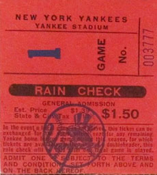 1977 Yankees General Admission Ticket Stub