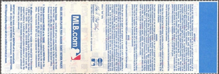 2004 ALCS Ticket Back